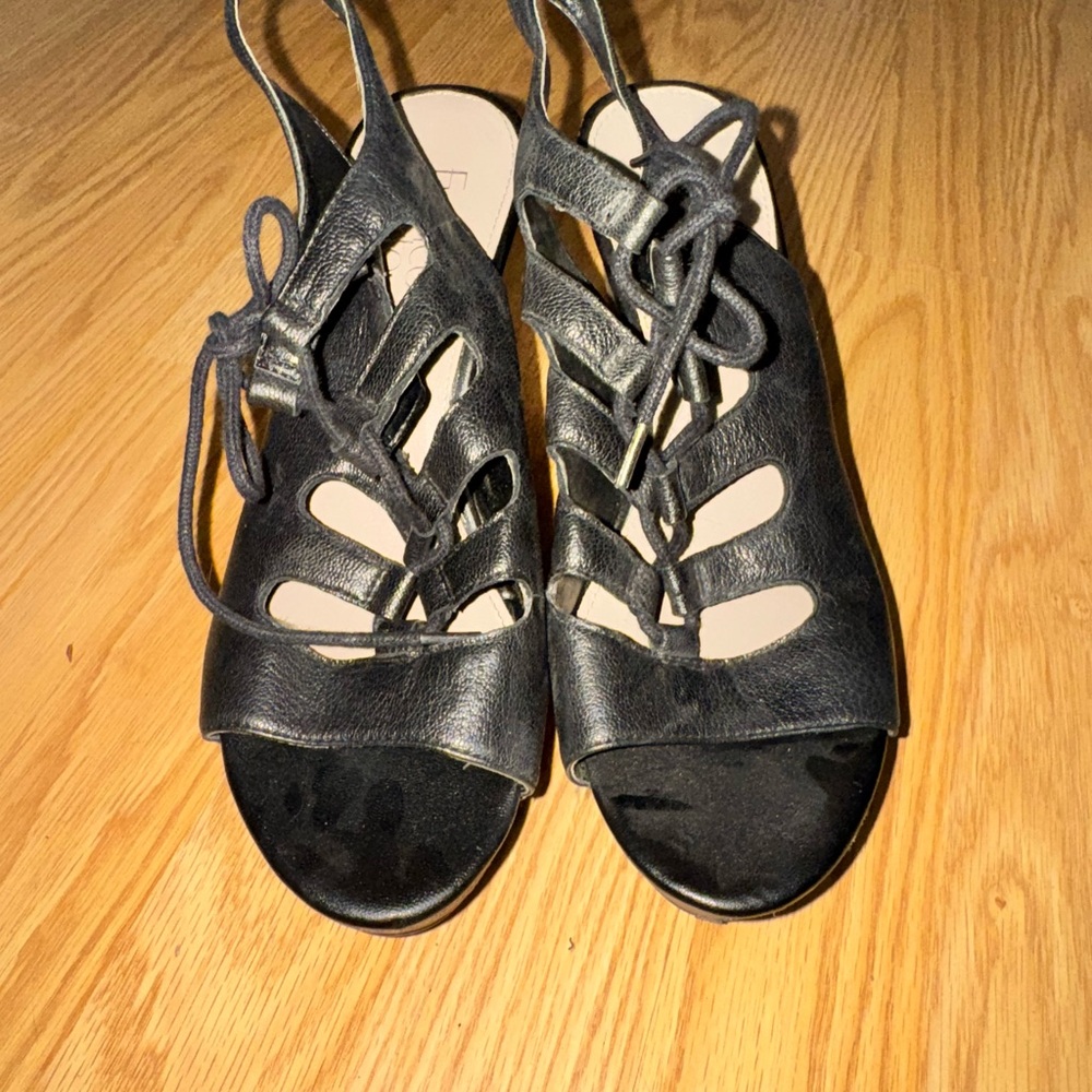 Franco Sarto Black Wedge Sandals